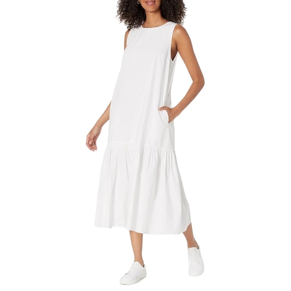 The Drop Ilana Loose Sleeveless Wide-hem Poplin Maxi Size Large White - Picture 3 of 11